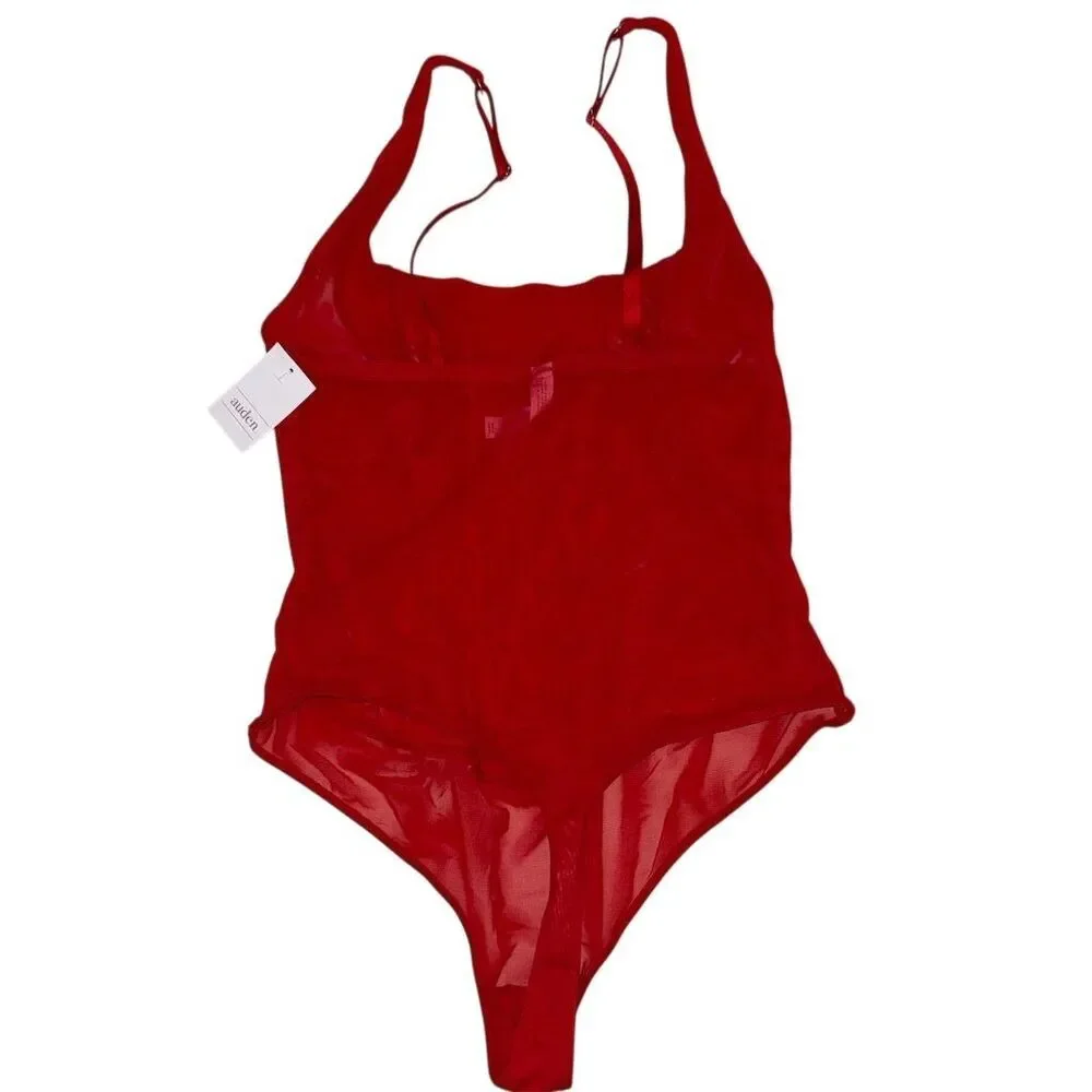 Auden Women's BUNDLE Rhinestone Mesh Bodysuit Black‎ Red Size M Glamorous
